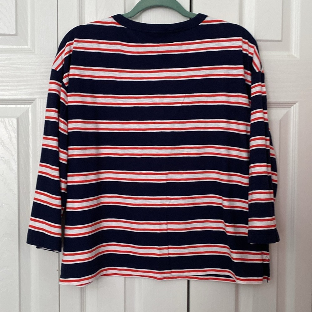J.Crew Striped 3/4 Sleeve Cotton Tshirt - Picture 2 of 4